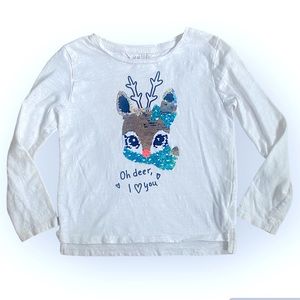 H&M Oh Deer I Love You Flippy Sequin Shirt
